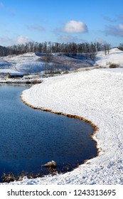 Lake With Snow, Braxton County, West Virginia, USA