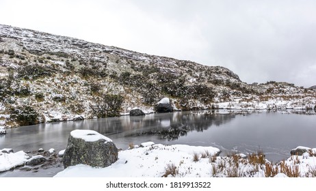 Lake With Snow In Los Nevados National Natural Park In Colombia