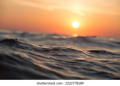 Lake Sunset - Waves With Dimm Light