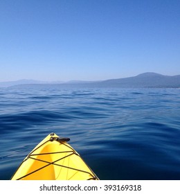 LAKE TAHOE - AUGUST 22, 2015: 50 Shades of Blue. Kayaking in Lake Tahoe near King's Beach. 