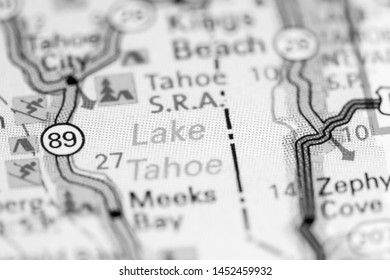 Lake Tahoe. California. USA On A Map