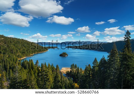 Lake Tahoe in famous California mountains - national park sierra nevada
