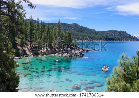 Lake Tahoe from the Nevada side on a clear, sunny day. May 2020.
