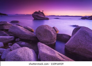 Lake Tahoe In Purple Sunset