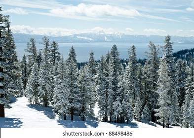 Lake Tahoe View From The Mountain On Ski Resort