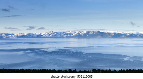 Lake Tahoe Winter Snow On The Sierra Nevada Mountain Range