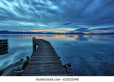 Lake Tahoe In Winter At Sunset