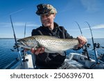 Lake trout trolling fishing spring