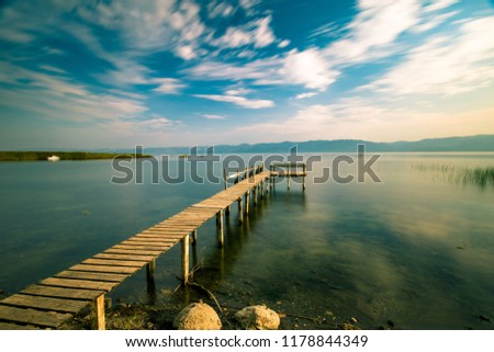 Similar – Image, Stock Photo View from the pier in Konak district of Izmir bay and the coast with mountains in summer sunshine on the Aegean Sea in Turkey