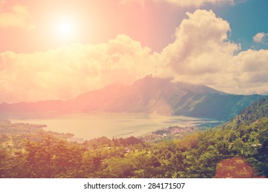 Lake and volcano view  - Shutterstock ID 284171507