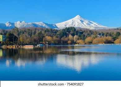 Lake And Volcano Villarrica In Chile