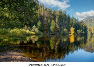 Lake In The Vosges Mountains In Autumn Time