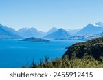 Lake Wakatipu lake scenery, sunny, mountains in Glenorchy