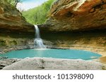 lake and waterfall in the forest
