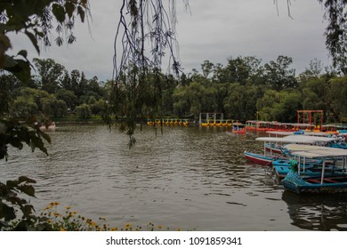 lake where you can hire colorful rowing boats