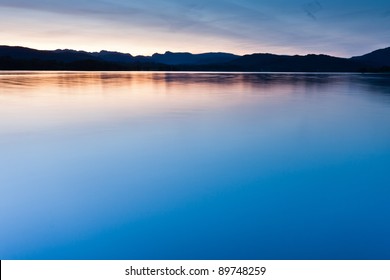 Lake Windermere One Tranquil Autumn Evening With The Langdales In The Background