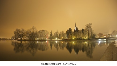 Lake Zug Winter At Night