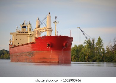 laker ship in the welland canal