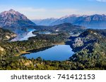 Lakes landscape,  Cerro Campanario viewpoint near Bariloche in Nahuel Huapi National Park, Patagonia region in Argentina.