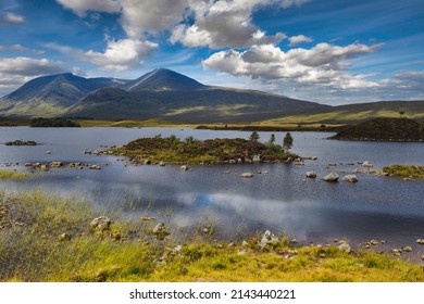 The lakes of Lochan na h-Achlaise on the vast peat bogs of Rannoch Moor in the remote West Highlands of Scotland.