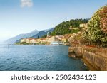 Lakeside of Bellagio town in Lake Como. Italian traditional lake village. Italy, Europe.