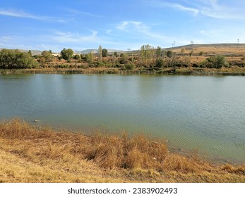 lakeside fishing spot picnic area background landscape