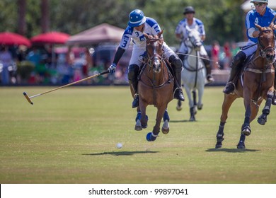 LAKEWOOD RANCH, SARASOTA, FLORIDA - MARCH 18-Hector Galindo Of Wildcat Polo Prepares To Score A Goal At The MGA Insurance Group Cup, A U.S.P.A.Classic Final,  On March 18, 2012 In Sarasota, Florida