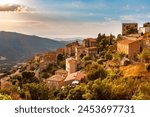 Lama, a hilltop town nestled in the mountains. Balagne,Corsica, France. Lama, a picturesque hillside village in Balagne, Corsica