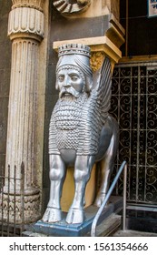 A Lamassu Statue As A Deity At The Entrance Of Parsi Fire Temple In South Mumbai India. 
This Is A Place Of Worship For Zoroastrians