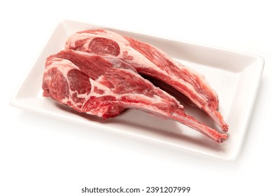 Lamb chops with bone on white background