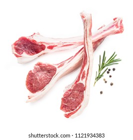Lamb chops isolated on white - Shutterstock ID 1121934383