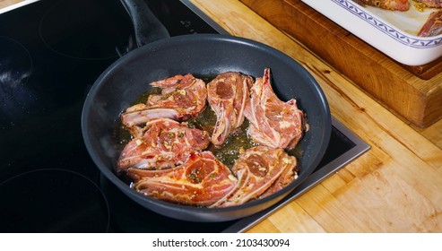 Lamb Cooking. Delicious Meat Dish.