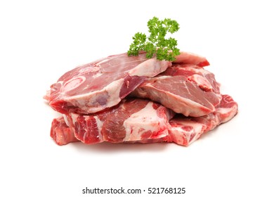 Lamb Forequarter chops isolated on white