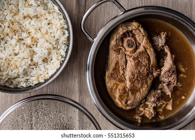 Lamb Meat (tandoori) With Rice In Pan