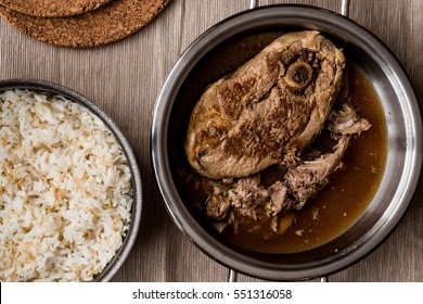 Lamb Meat (tandoori) With Rice In Pan