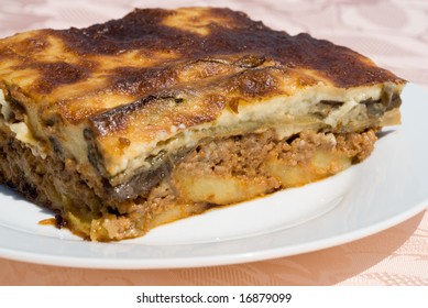 Lamb Moussaka With Egg Plant, Cheese And Cream