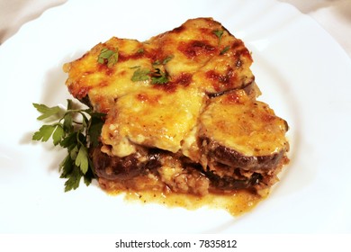 Lamb Moussaka With Egg Plant; Cheese And Herbs