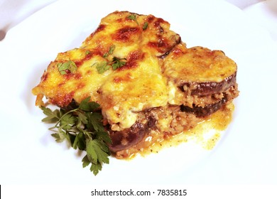 Lamb Moussaka With Egg Plant; Cheese And Herbs