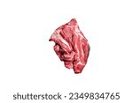 Lamb or mutton neck meat, raw Boneless meat in wooden tray. High quality Isolate, white background