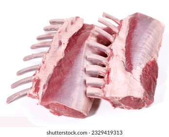 Lamb Rack with Bones isolated on white Background - Powered by Shutterstock