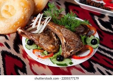 Lamb Shish Kebab With Vegetables, Tashkent, Uzbekistan