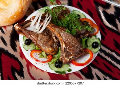 Lamb Shish Kebab With Vegetables, Tashkent, Uzbekistan