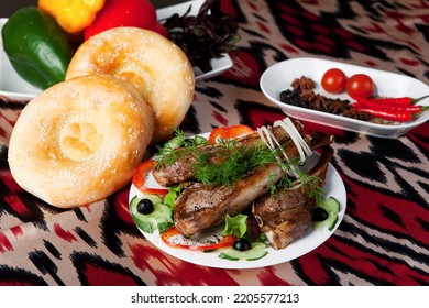 Lamb Shish Kebab With Vegetables, Tashkent, Uzbekistan