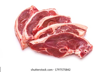 Lamb Shoulder Chops On White Background