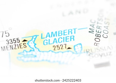 Lambert Glacier. Antarctica on a map