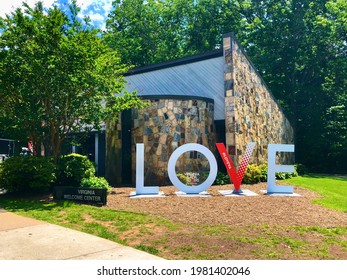 Lambsburg, Virginia, US- May 19, 2021: Love Sign, the symbol of Virginia State, at the Virginia Welcome Center.