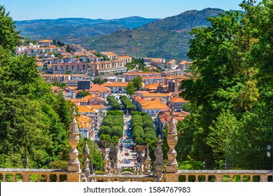 Lamego viewed from staircase leading to the church of our lady, Portugal