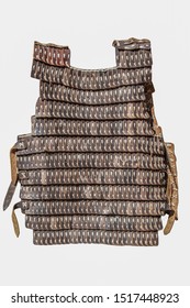 Lamellar armour used by moorish army during Reconquest period. It is made hardened leather of pig. Isolated over white background
