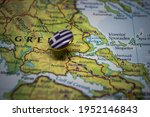 Lamia pinned on a map with the flag of Greece