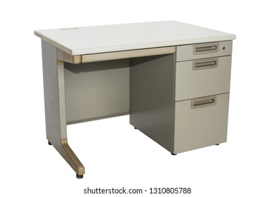 Laminated Office Table With Storage on white background
 